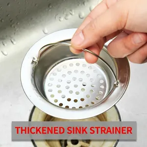 Durable stainless steel kitchen sink strainer with portable handle for easy drainage