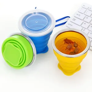 Vasos plegables de silicona portátiles de colores para exteriores y viajes.