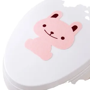 Cute pink rabbit-shaped felt toilet lid sticker for bathroom deodorizing and decoration