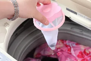 Sac en filet filtrant flottant en forme de fleur rose pour l'épilation en machine