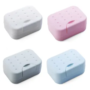Set di quattro scatole di sapone portatili da viaggio con coperchi sigillati in vari colori