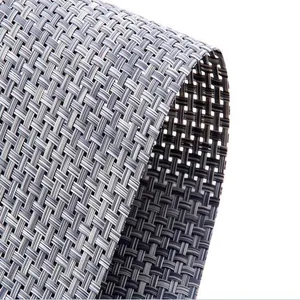 Close-up macro detail showing the intricate grey woven texture of this heat resistant placemat