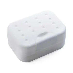 Contenitore porta sapone da viaggio portatile in plastica bianca con coperchio sicuro