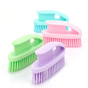 Durable plastic shoe brushes set with ergonomic handles in pastel colors