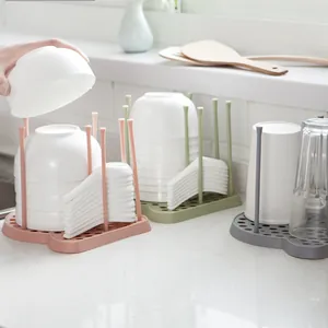 Kitchen Dish Drying Rack Plastic Plate Bowl Cup Storage Drainer Organizer Modern Household Countertop Dish Rack Holder