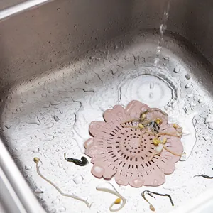 Flower-shaped pink sink strainer for kitchen sewer anti-clogging filter