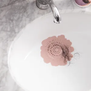 Flower-shaped silicone sink strainer hair catcher for bathroom and kitchen drains