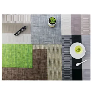 Set of heat-resistant woven placemats for dining table in various colors and patterns