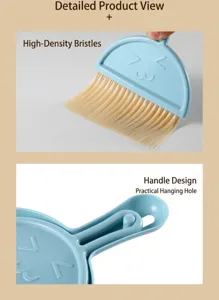 Close-up of mini desktop cleaning brush showing high-density bristles and handle hanging hole