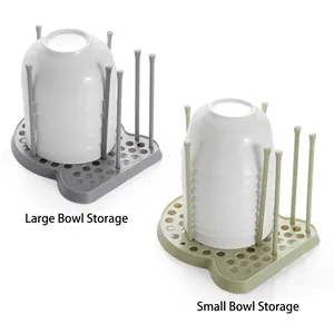 Adjustable kitchen bowl drying rack for large and small ceramic bowls