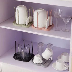 Multi-functional kitchen bowl and plate drying rack organizer in various colors for cabinet