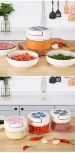 Manual mini food chopper with decorative heart lids for garlic ginger and chili