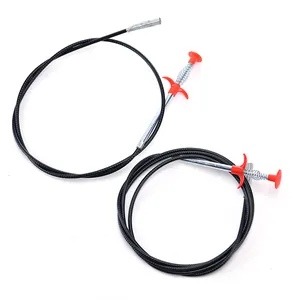 Flexible drain claw tool for sewer and sink clog removal on white background.