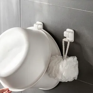 Gancho de Pared para Almacenamiento de Lavabo Plástico ABS Blanco Soporte Adhesivo para Lavabo Organizador de Baño Gancho