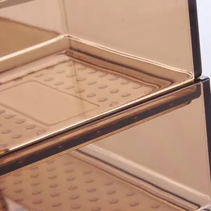 Stackable amber transparent plastic drawer organizer for kitchen cabinet and makeup desk storage