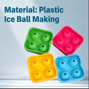 Stampo Per Cubetti Di Ghiaccio Rotondi In Plastica PP Vassoio Per Palline Di Ghiaccio Con Coperchio Per Whiskey Cocktail