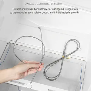 Stainless Steel Refrigerator Drain Hole Unblocker Flexible Spring Pipe Cleaning Brush For Fridge Clog Removal Tool
