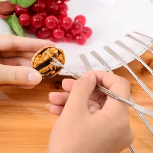 Aiguille de Crabe en Acier Inoxydable Outil Polyvalent pour Éplucher Fruits de Mer et Noix Métal Poli pour Cuisine et Banquet