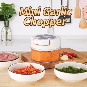 Mini Manual Garlic Chopper Household Ginger Crusher Pull String Food Processor ABS Stainless Steel Blade Kitchen Tool
