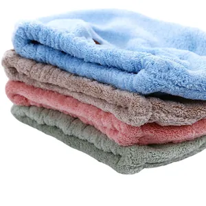 Super absorbent microfiber hair drying caps for children in assorted pastel colors