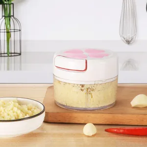 Compact mini manual garlic chopper pull cord processor for minced ginger and garlic