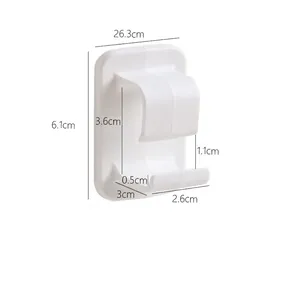 Pack de 2 ganchos de pared de plástico blanco para organizar lavabos en el baño