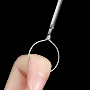 Flexible stainless steel refrigerator drain hole cleaner tool with wire loop tip
