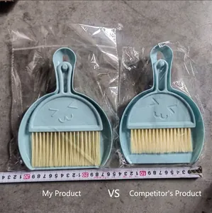 Portable mini desktop cleaning set with small dustpan and brush for keyboard and office use