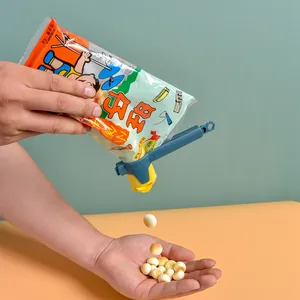 Durable moisture-proof food sealing clip with discharge nozzle for plastic snack bags