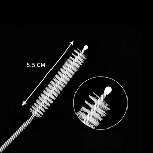 Stainless steel refrigerator drain hole cleaning brush with flexible wire and nylon bristles