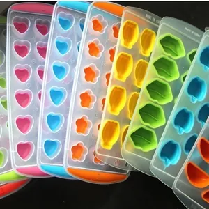 Creative Fruit Shape Silicone Ice Cube Tray Heart Star Lips Mold DIY Chocolate Jelly Maker With PP Plastic Base Kitchen Tool