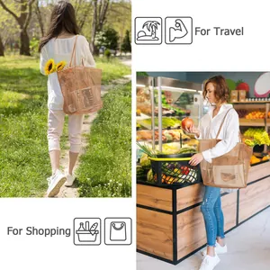 Grand sac de plage en filet pour le voyage et les courses dans des scènes de vie