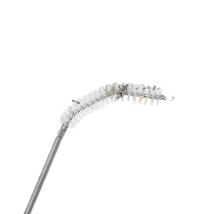 Stainless steel refrigerator drain hole cleaning brush with a flexible spring handle