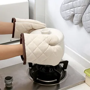 Verdickte Baumwolle Hitzebeständige Ofenhandschuhe Rautensteppung Mikrowellen Backhandschuhe Für Küche Kochen Topflappen
