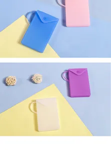 Colorful portable silicone face mask storage bags featuring snap button closure design