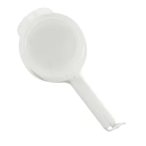White food bag sealing clip with discharge spout and lid for organized kitchen storage
