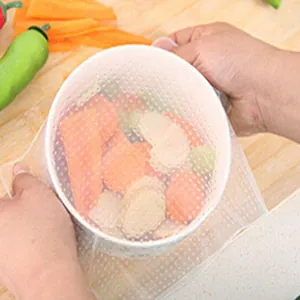 Reusable food-grade silicone stretch wrap for bowl sealing and food preservation