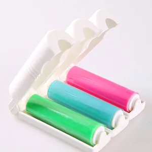 Portable three-color foldable washable lint roller set in a white travel-friendly case