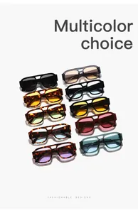 Varios pares de gafas de sol de aviador cuadradas retro en varios colores.