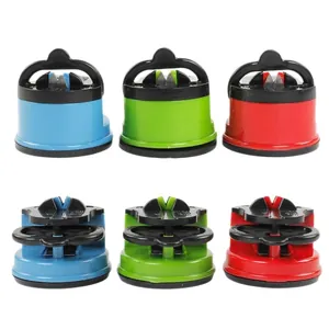 Afilador de cuchillos de cocina doméstico con base de ventosa en azul verde y rojo