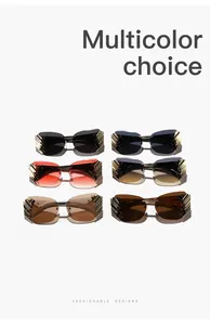 Detailed collection of rimless sunglasses shown in various colors and trendy styles