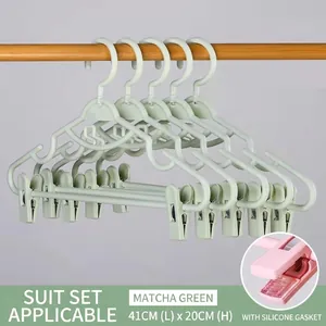 Détail rapproché de cintres avec pinces et coussinets en silicone antidérapants