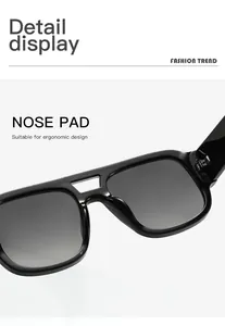 Detalle de cerca del puente nasal ergonómico de estas gafas de sol de aviador negras