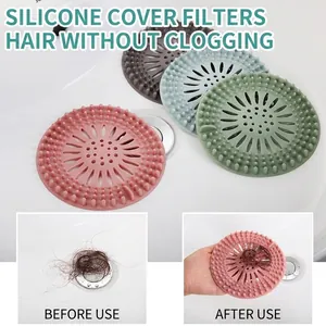 Round silicone sink strainer and hair catcher for bathroom basin and shower drains