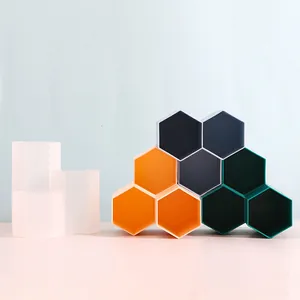 Hexagonal 3-slot desk organizer for pens and makeup brushes in various color options