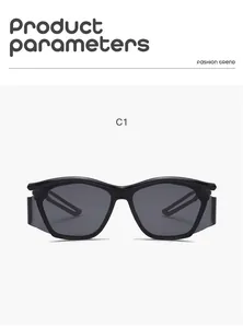 Detailed front view of black kids sports cycling sunglasses with hollow curved frame