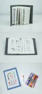 Détails des pages montrant divers points de broderie et le kit de couture DIY complet