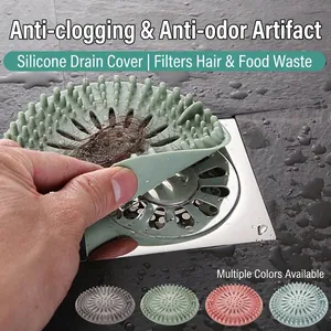 Silicone floor drain hair catcher and strainer for bathroom and kitchen sink anti-clogging
