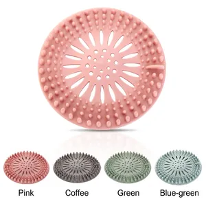 Durable circular silicone sink hair filter drain catcher available in four pastel colors