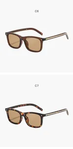 Vue latérale des lunettes de soleil rétro marron et écaille, modèles C6 et C7, élégant.